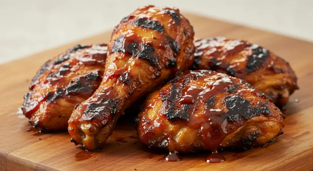 Hawaiian BBQ chicken served with grilled pineapple, rice, and a sweet glaze.