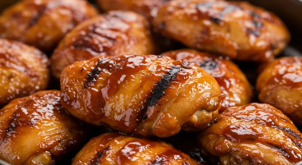 Grilled Hawaiian BBQ chicken with a pineapple glaze served with coconut rice.